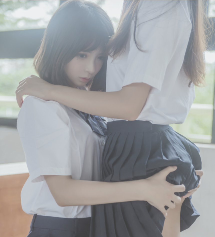 图片[1]-桜桃喵&疯猫ss cos校园风JK百合-喵图坊