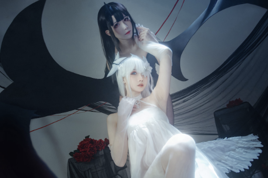 图片[2]-焖焖碳&Tomoyo酱 cosplay碧蓝航线埃姆登双黑白夜之主-喵图坊